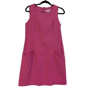 Southern Tide Pink Jacquard Dot Shift Dress Sleeveless Gold Zip Pockets 3868 4